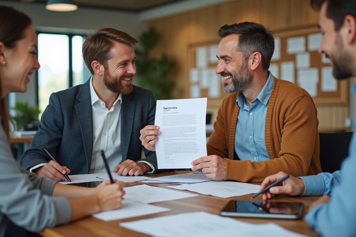 Homme et collègue discutent d