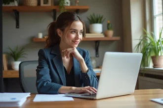 Jeune femme professionnelle dans un bureau à domicile