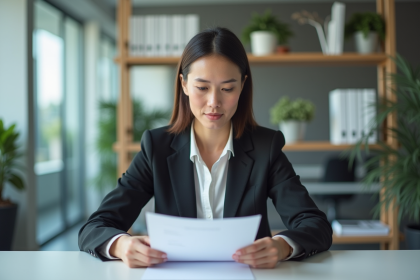 Femme d affaires concentrée dans un bureau moderne