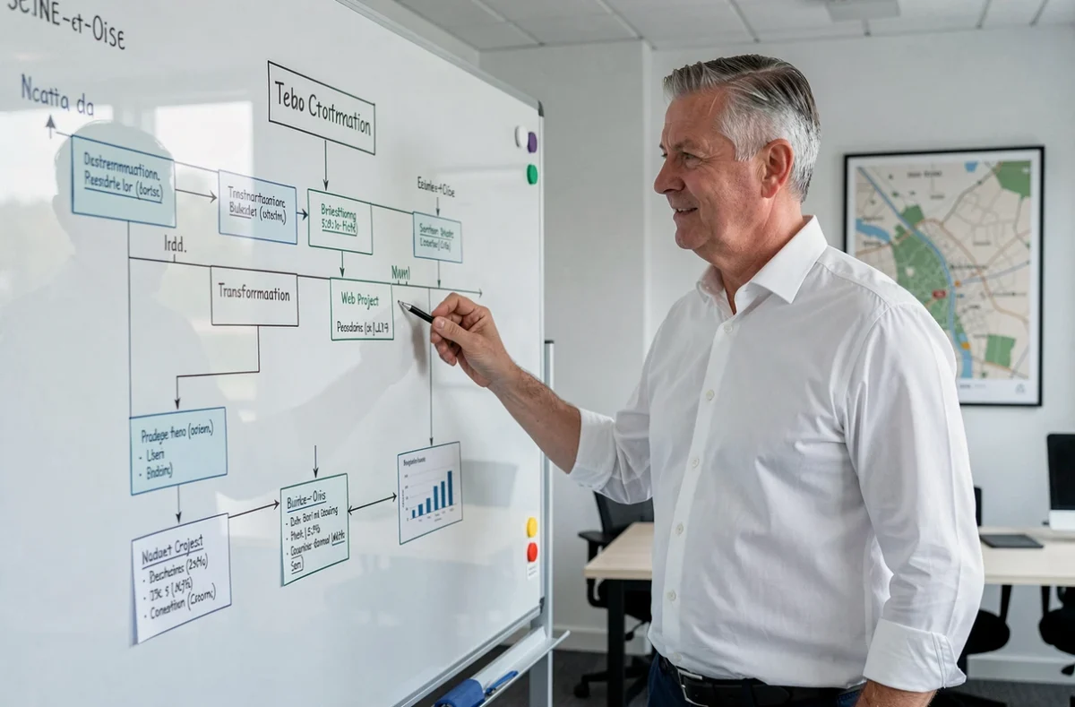 Consultant de GND Consulting présentant une feuille de route de conseil digital et création web pour le 95