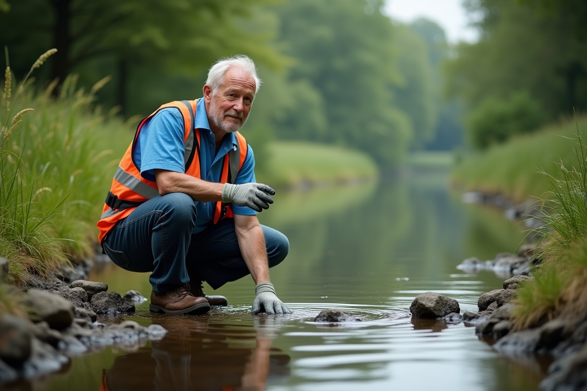 Homme contrôlant la qualité de l