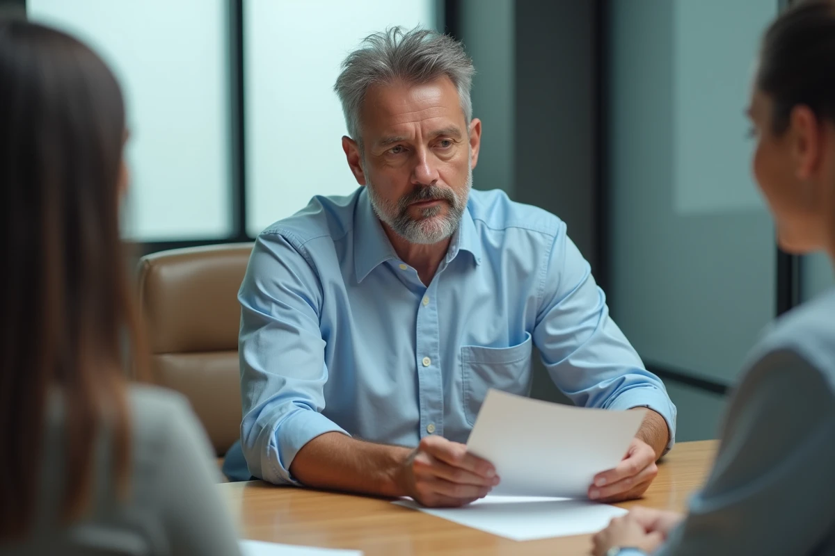 Homme en chemise bleue remettant une lettre lors d